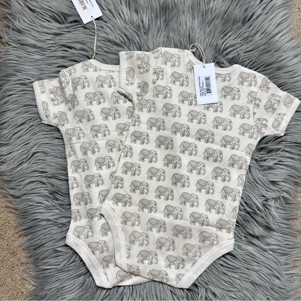 Elefant tales yellow & gray animal print onesies - NWT